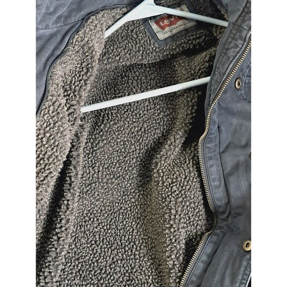 Levis Blue Sherpa Lined Trucker Chore Military Style Jacket Men Size Medium - Picture 10 of 13